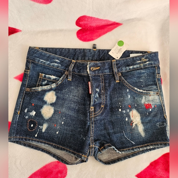 DSQUARED Pants - DSQUARED Distressed Blue Jean Shorts